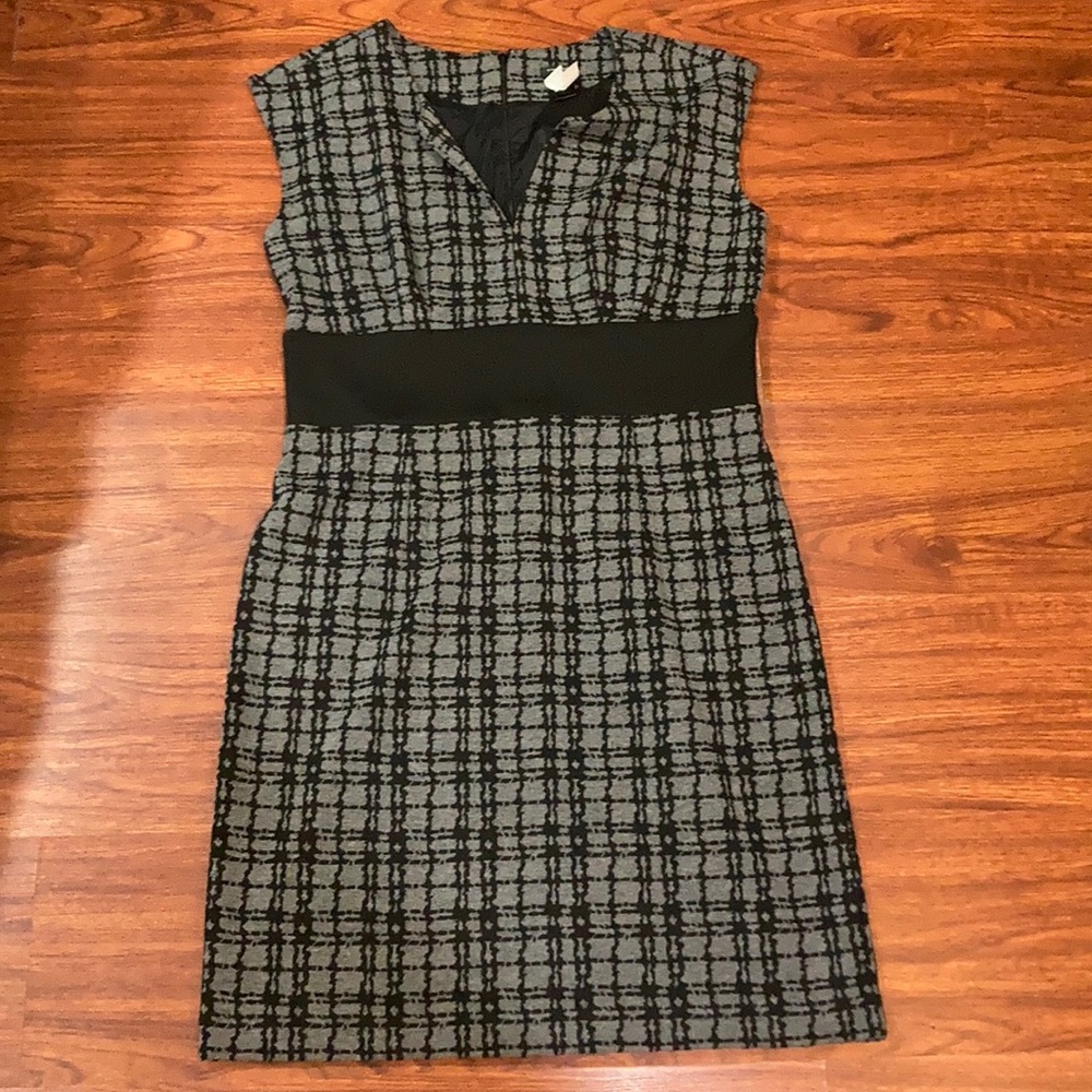 Ann Taylor Grey and Black Houndstooth Dress
